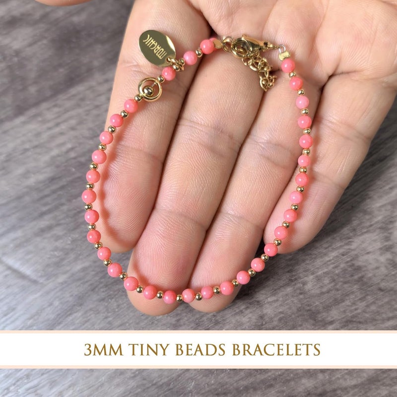 Morchic 3mm Tiny Beads Natural Gemstone Bracelet for Women, Adjustable 7.1" Energy Gem Charm Jewelry, Dainty Handmade Birthday Gift - Image 5